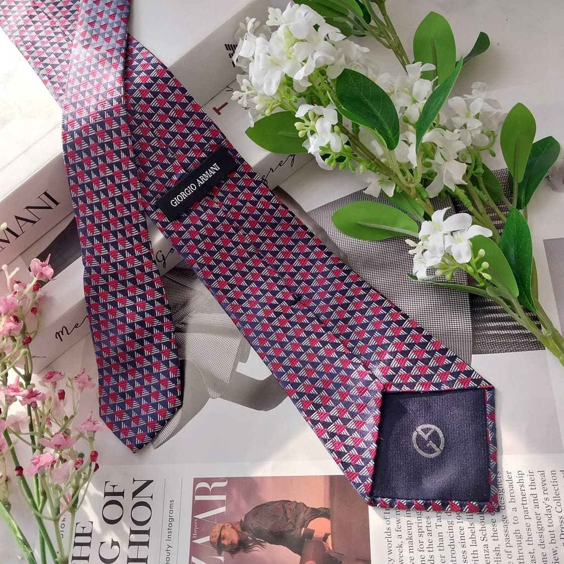 조르지오 아르마니 실크 네이비 패턴 넥타이 8.6cm A+등급 K1688 상품이미지7