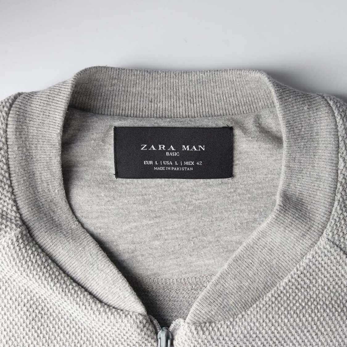 자라 맨 텍스처드 보머 자켓 그레이 L 상품이미지5