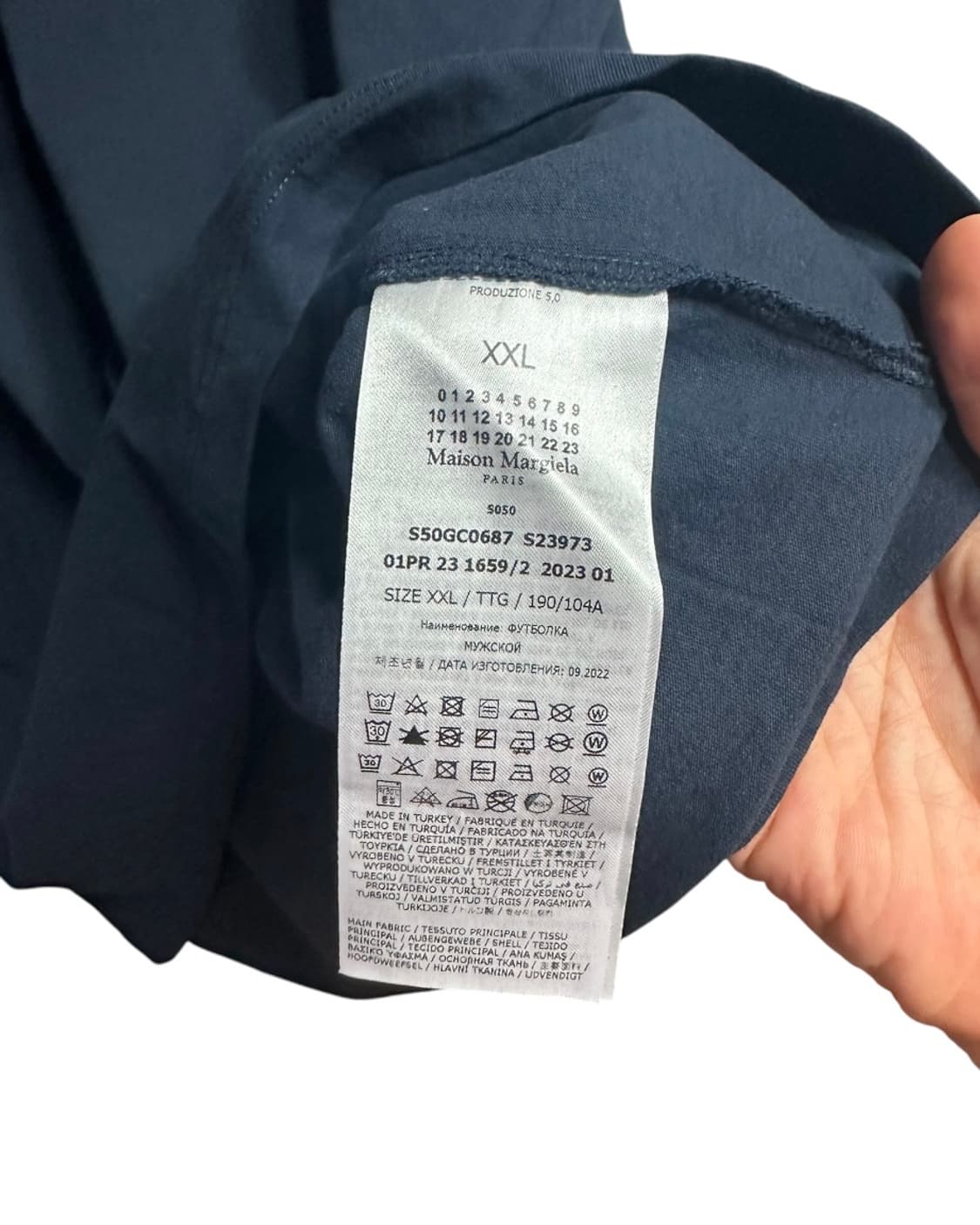 메종 마르지엘라 오가닉 코튼 반팔티 네이비 XXL 상품이미지6