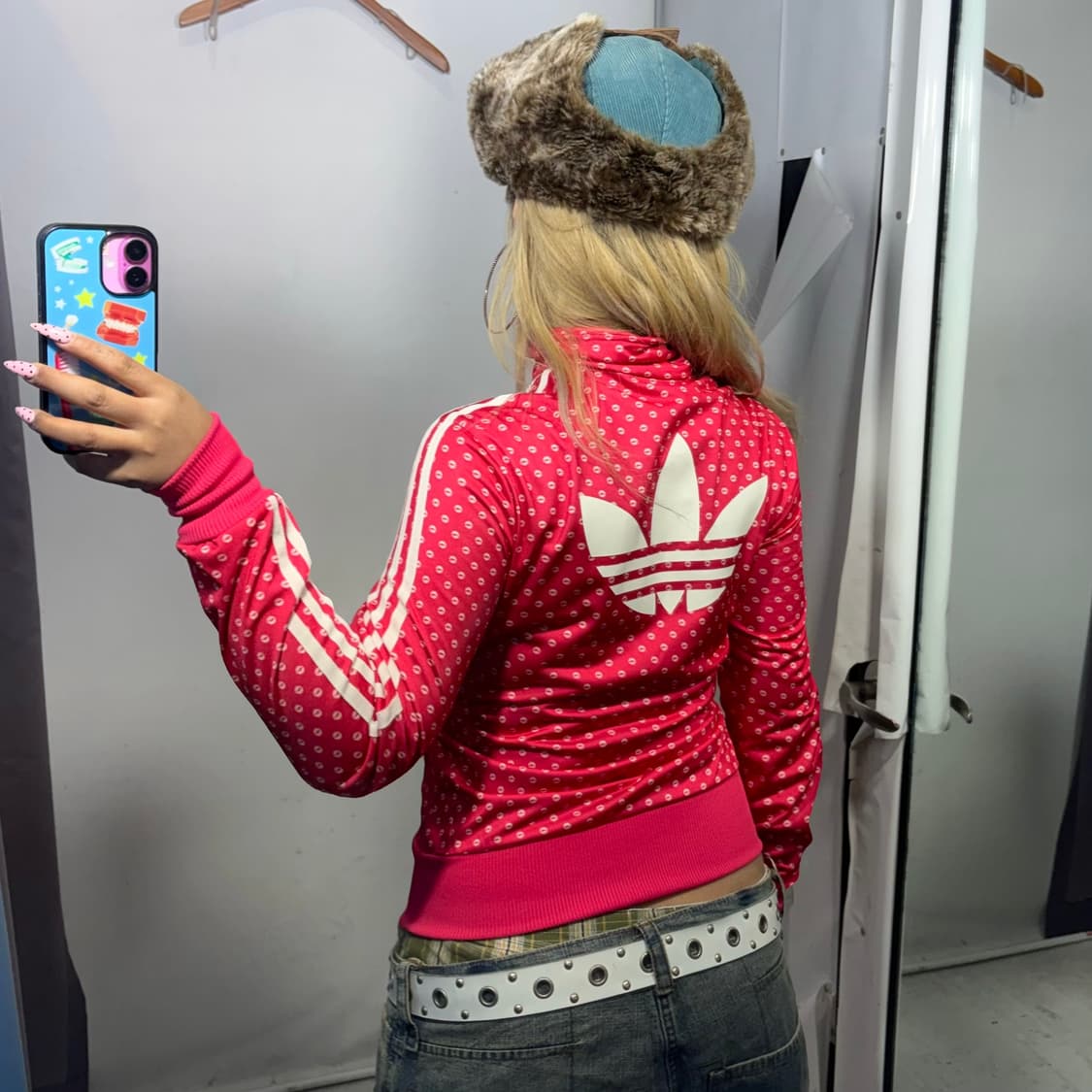 y2k 💋아디다스 립 도트 핑크 트랙탑 상품이미지4