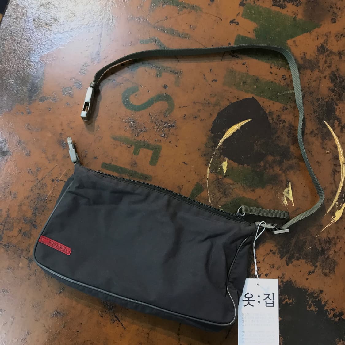 90s 프라다 에이징 차콜 미니 크로스백 숄더백 상품이미지7