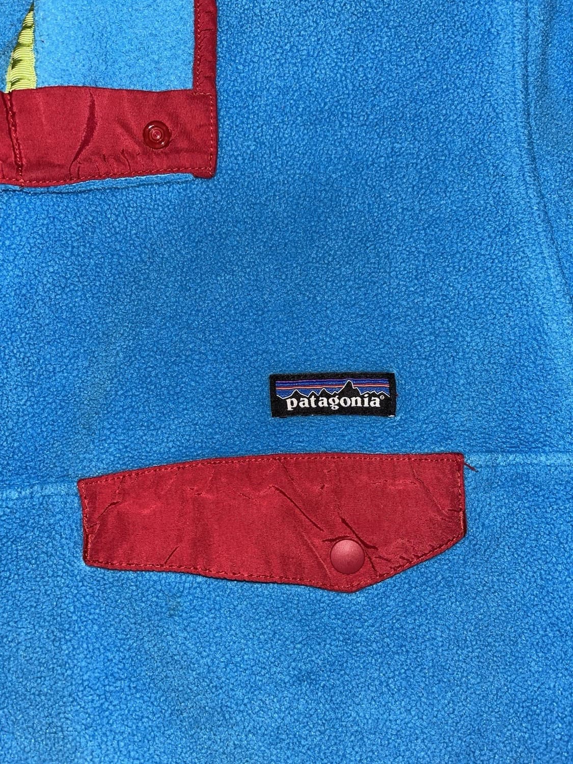 13FW 파타고니아 신칠라 스냅-T 플리스 스카이블루 레드 포켓 상품이미지2