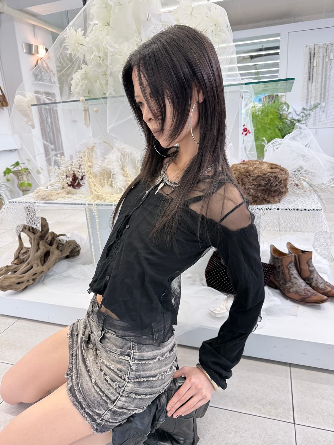 sheer mesh cardigan 상품이미지2