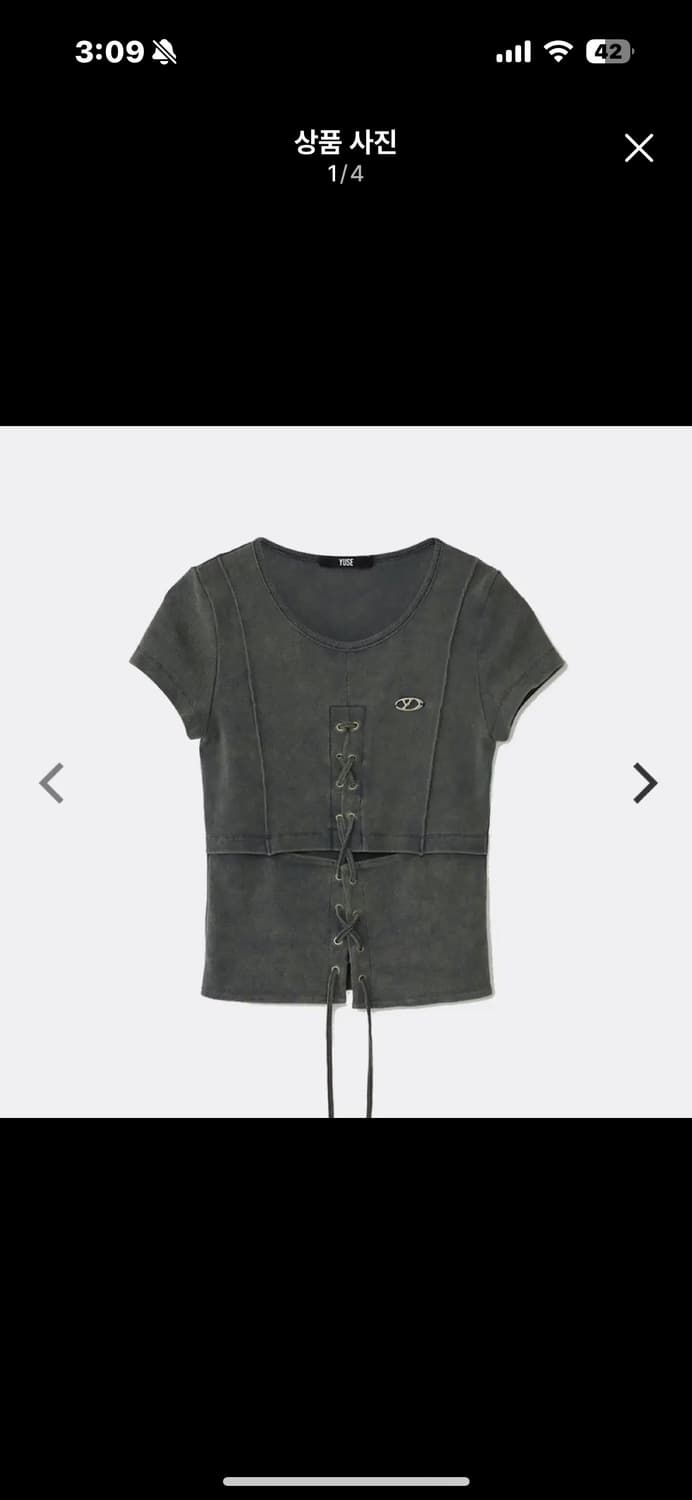유즈 CUT OUT LACE-UP WASHING HALF SLEEVE T 상품이미지1