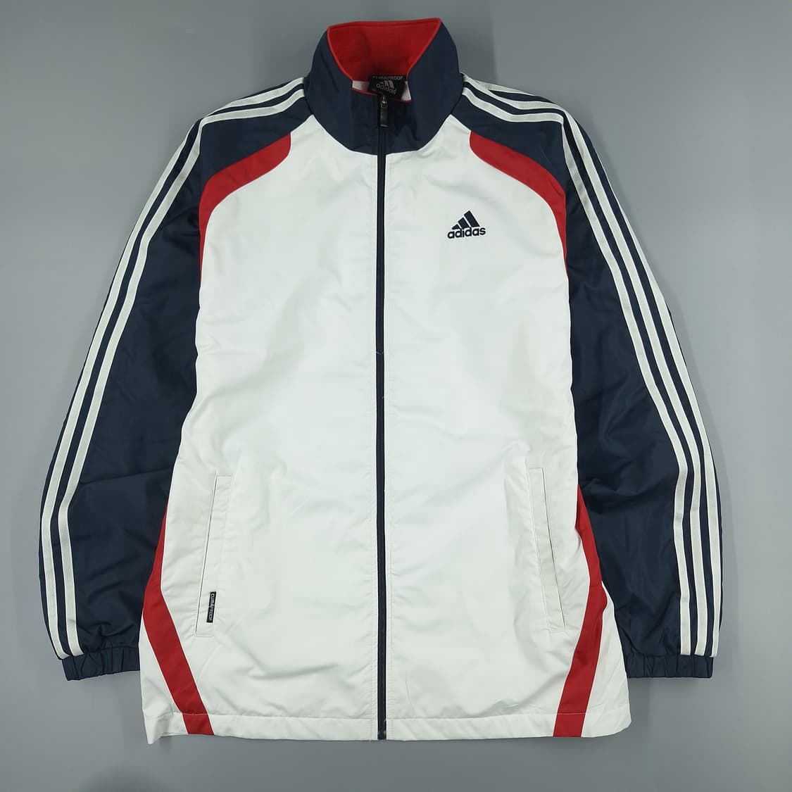 아디다스 JP 네이비 화이트 레드 배색 삼선 클라이마프루프 바람막이 L 상품이미지3