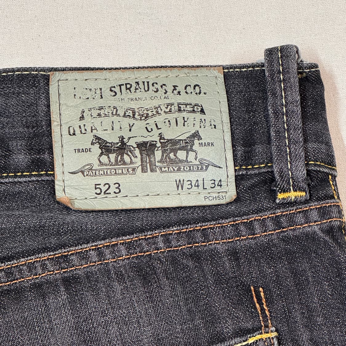 34inch) 리바이스 523 흑청 스트레이트 핏 데님 청바지 상품이미지4