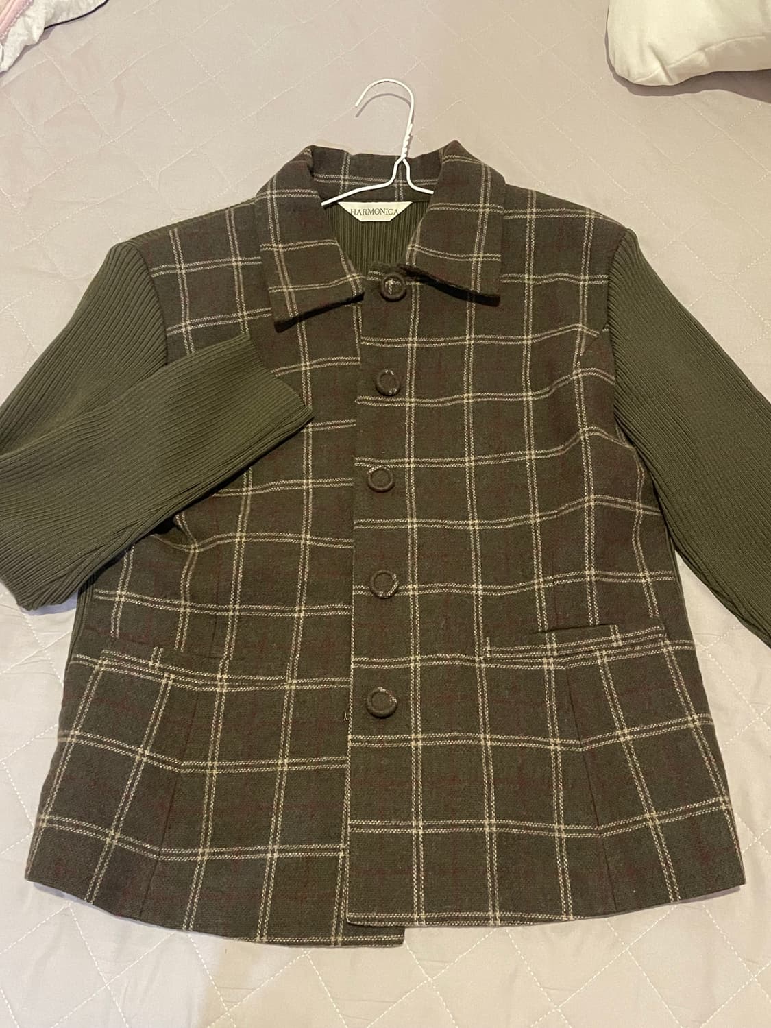 빈티지 초록 체크 자켓 상품이미지1