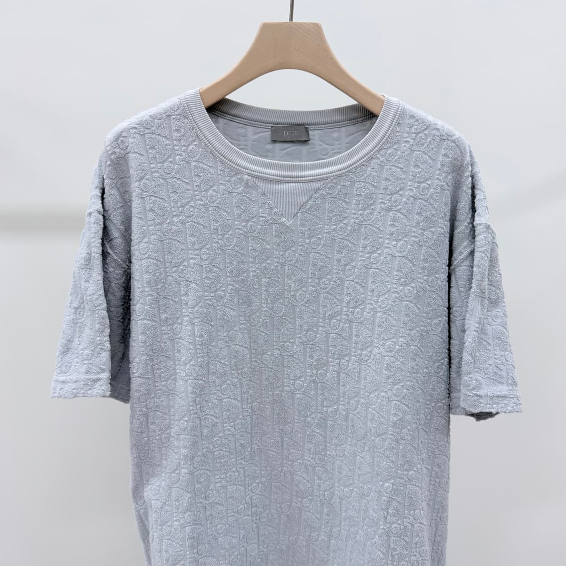 [S급/XL] 디올 오블리크 테리 코튼 반팔 티셔츠 스카이블루 상품이미지2