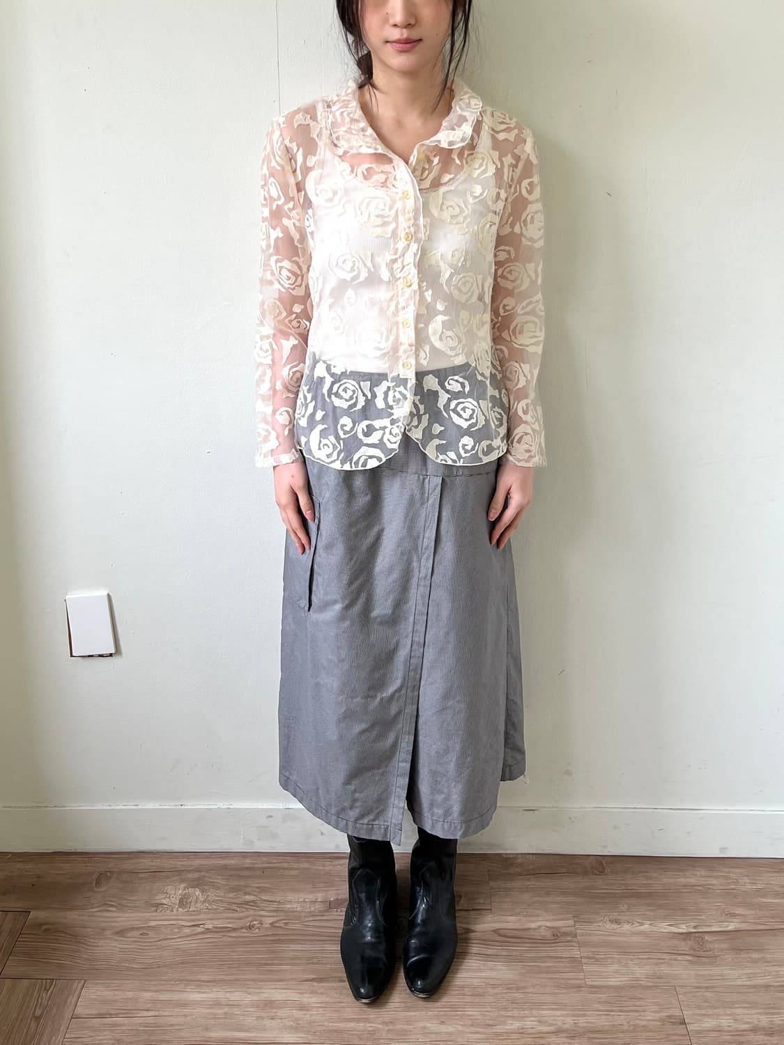 EARTHY MODE 시스루 셔츠 상품이미지8