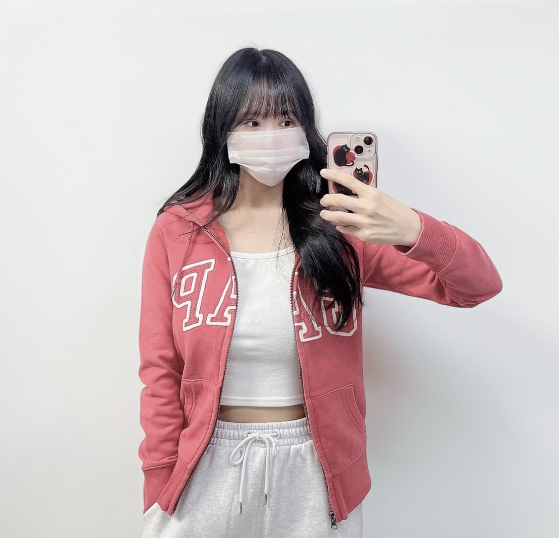 갭 Gap 스펠 로고 후드집업 코랄 상품이미지1