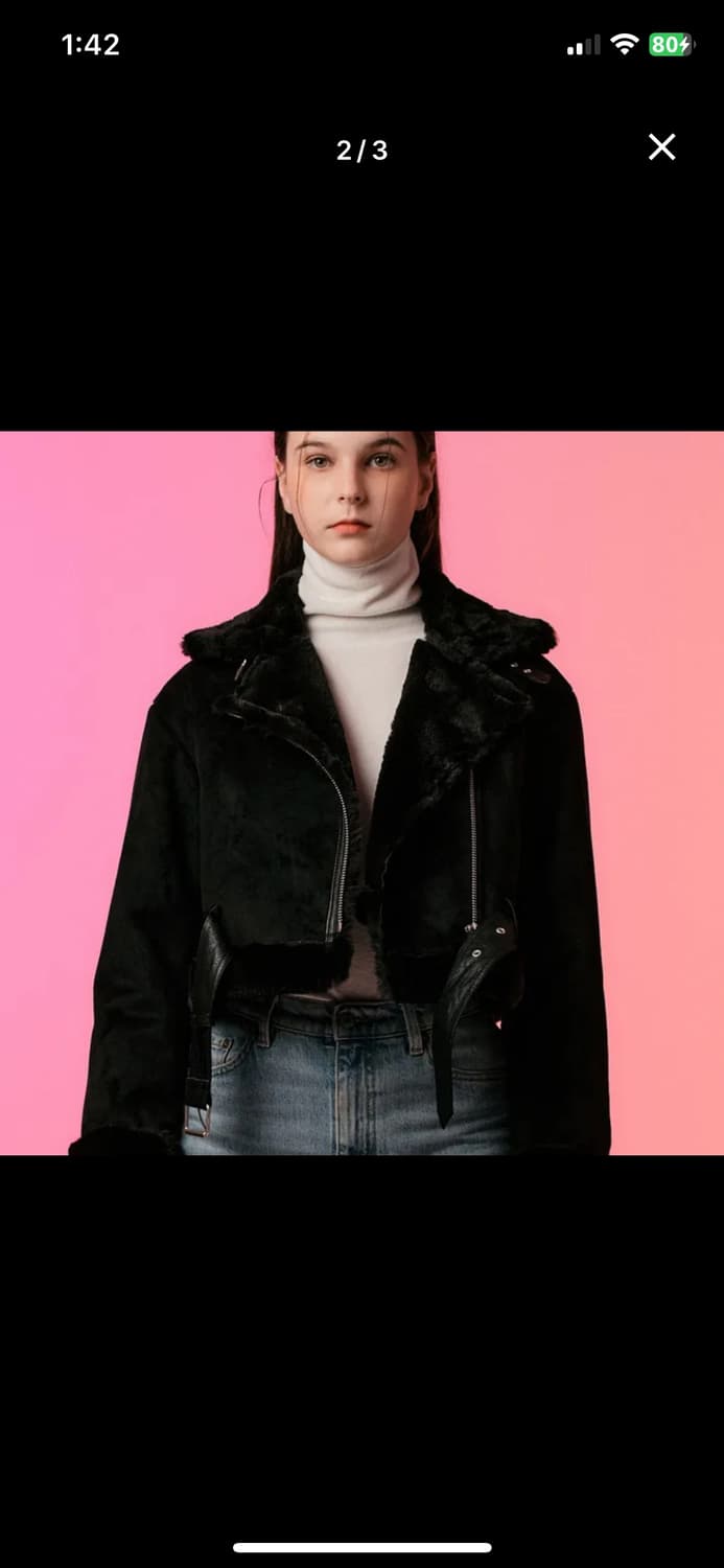 콜릿 크롭 밍크 스웨이드 무스탕 상품이미지1