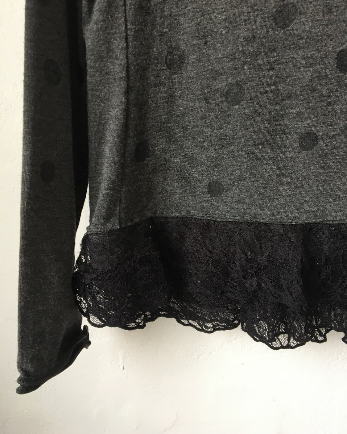 Lace layer dot pattern high neck sleeve 상품이미지4