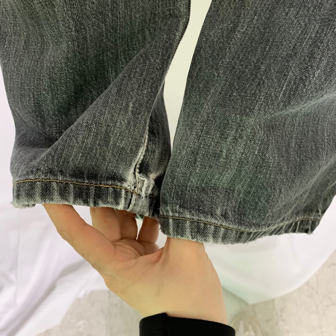 EDWIN 에드윈 워싱 데님팬츠 그레이 빈티지 청바지 34인치 상품이미지10