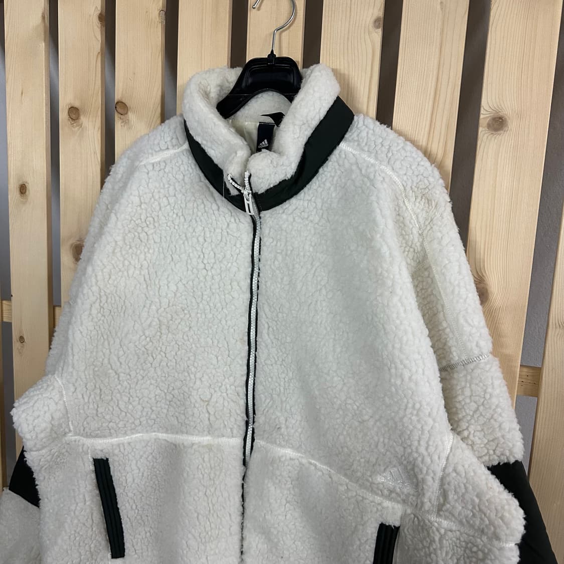 (XL) 아디다스 아이보리 양털 쉐르파 플리스 자켓 후리스 상품이미지3