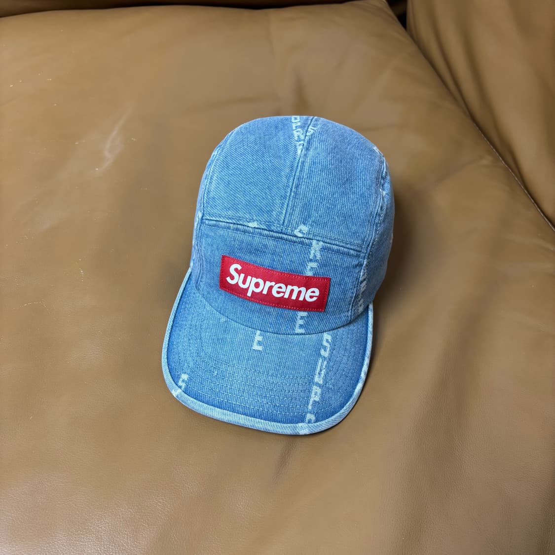 슈프림 캠프캡 모자 박스로고 워시드 데님 상품이미지1