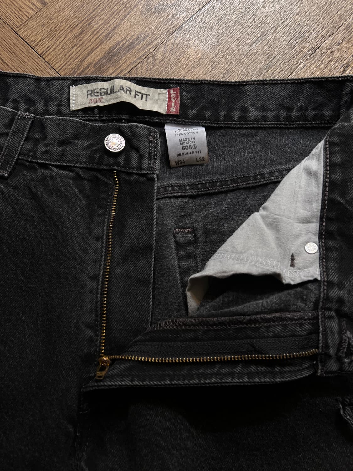 [34]00's 리바이스 USA 505 디스트로이드 흑청 데님 팬츠 상품이미지3