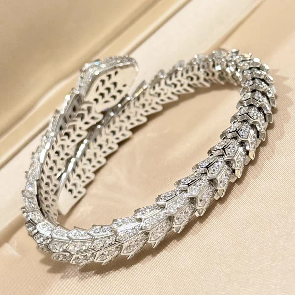 Oceanora S925 실버 풀다이아 스네이크 브레이슬릿 에메랄드 아이 상품이미지4