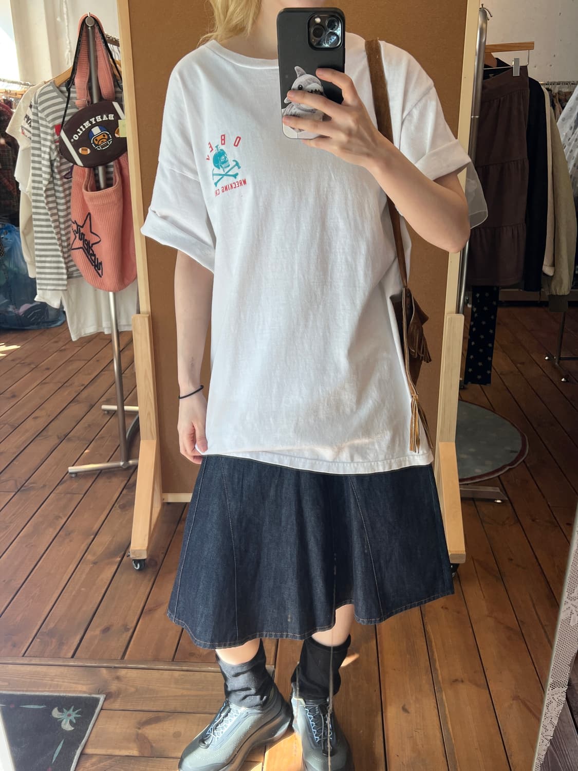 오베이 화이트 스켈레톤 반팔 상품이미지1