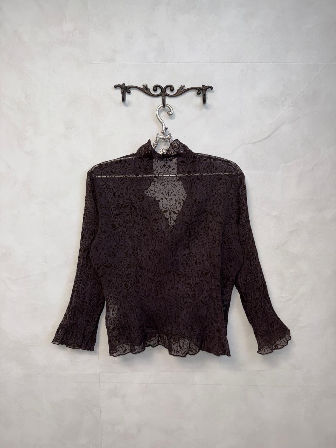Dark brown oriental pleats blouse 상품이미지6
