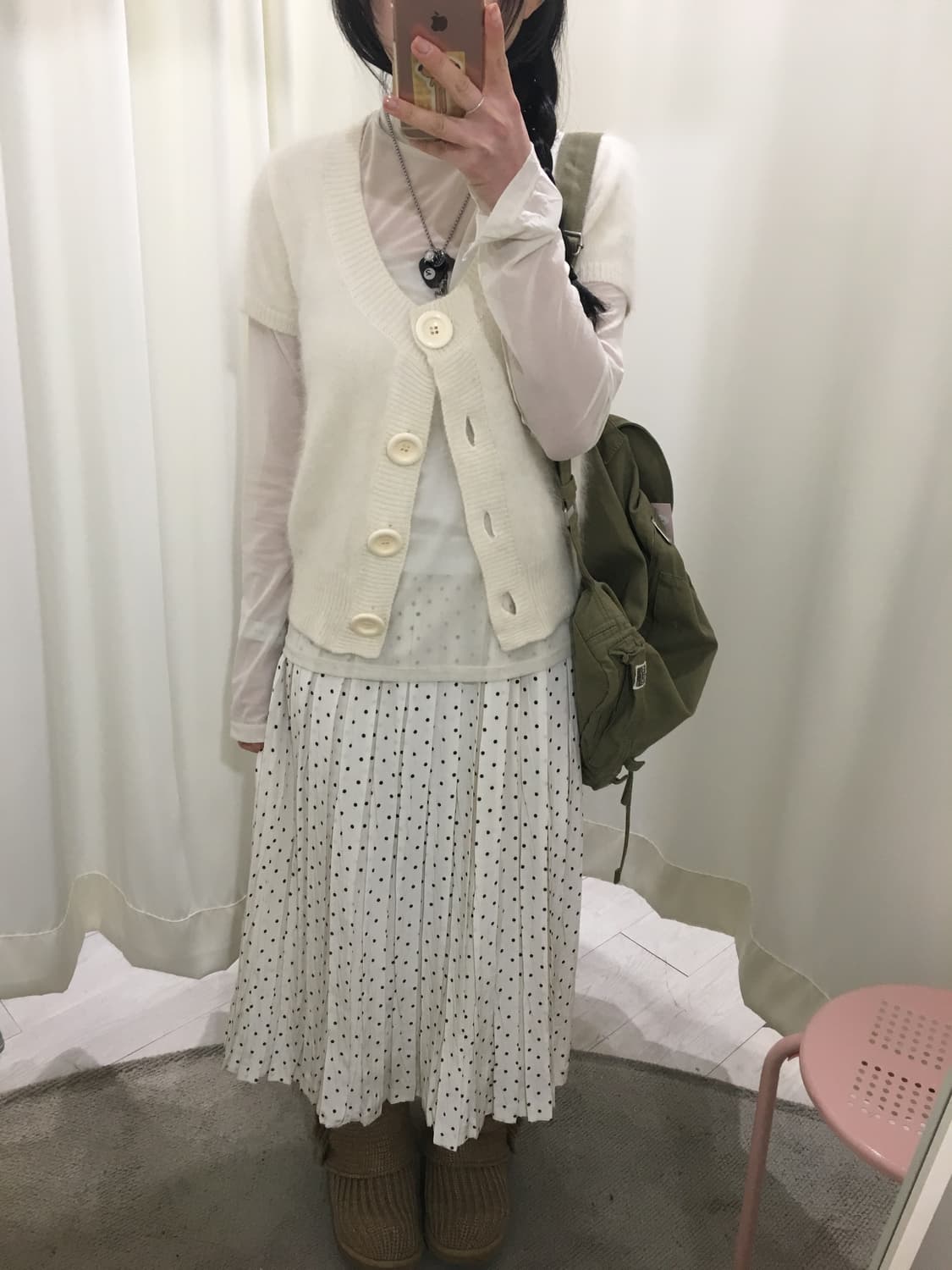 시스루 롱슬리브 + 앙고라 가디건 세트 상품이미지3