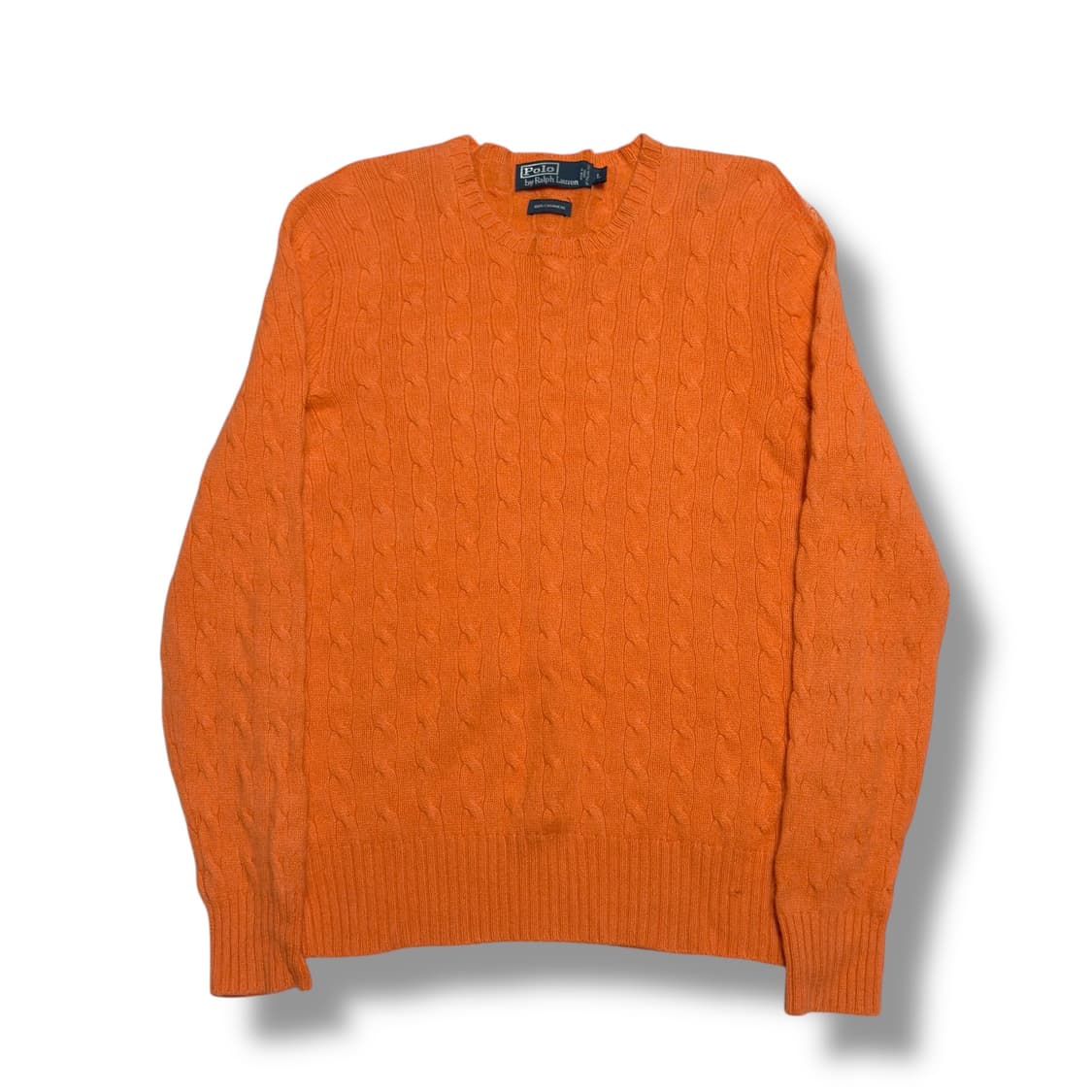 Polo Ralph Lauren 100% 캐시미어 오렌지 케이블 니트 상품이미지1