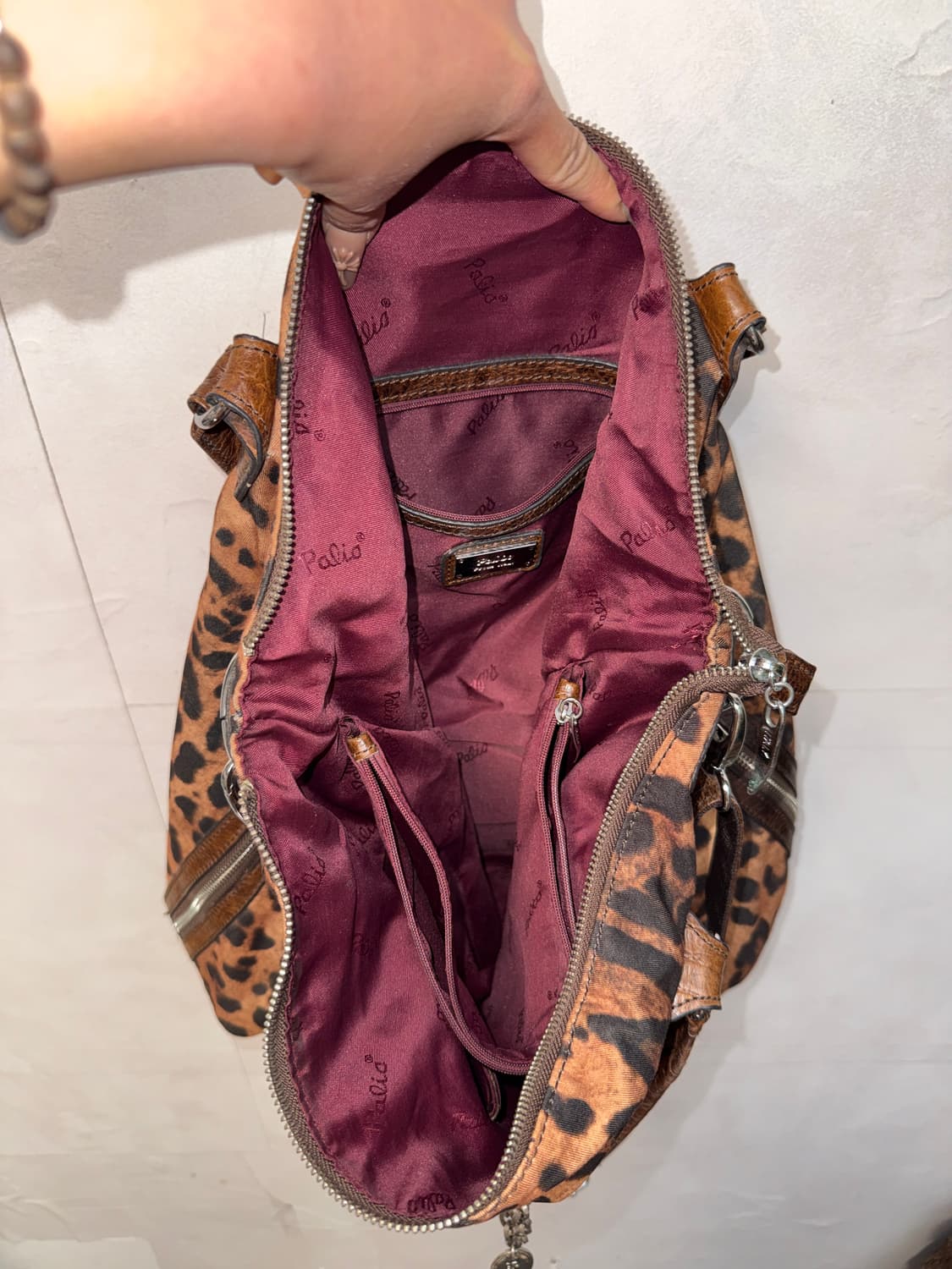 Brown leopard zipper detail two way bag 상품이미지5