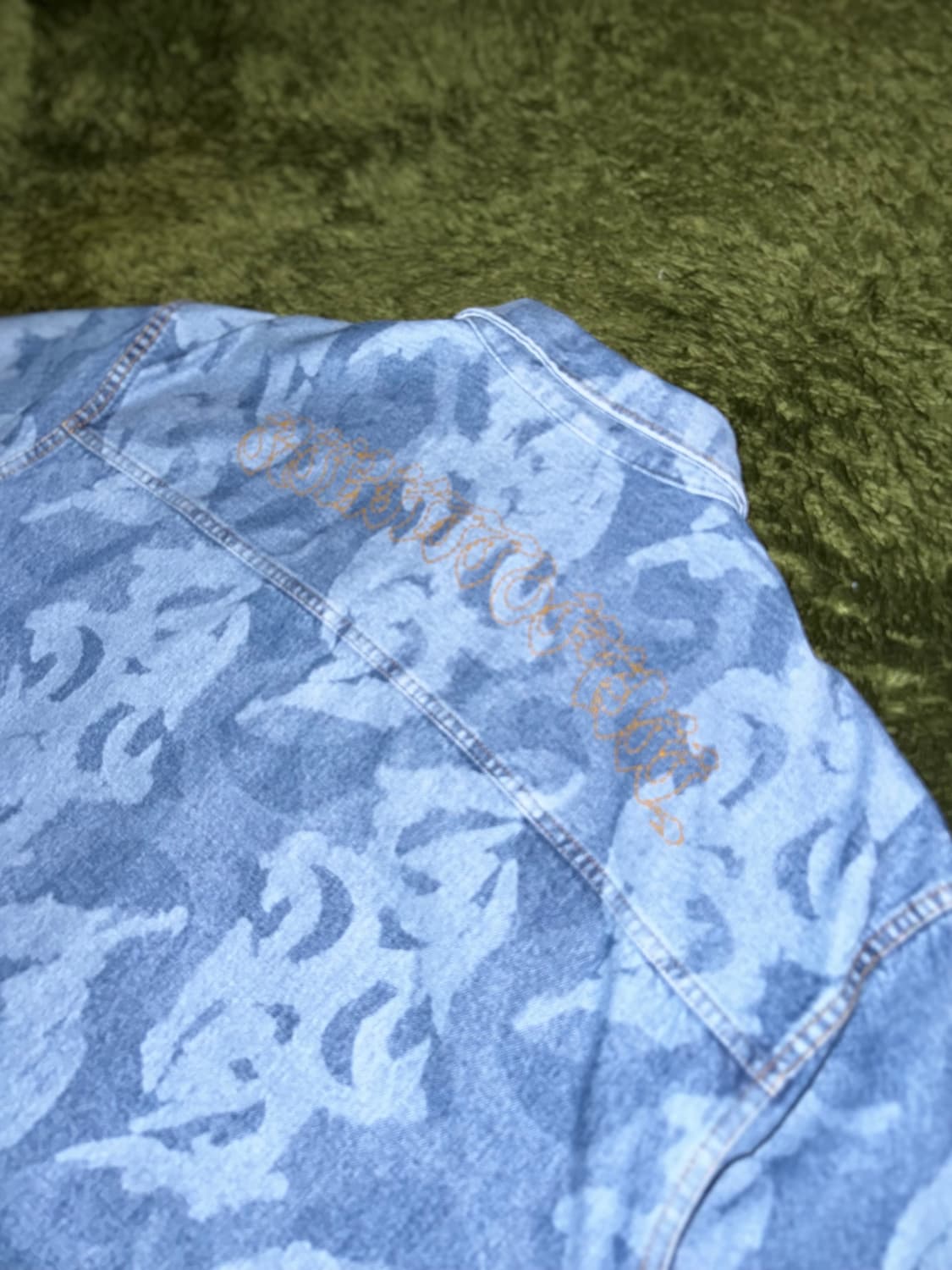 [M] KUSIKOHC 쿠시코크 플레임 그래픽 데님 하프 셔츠 상품이미지8