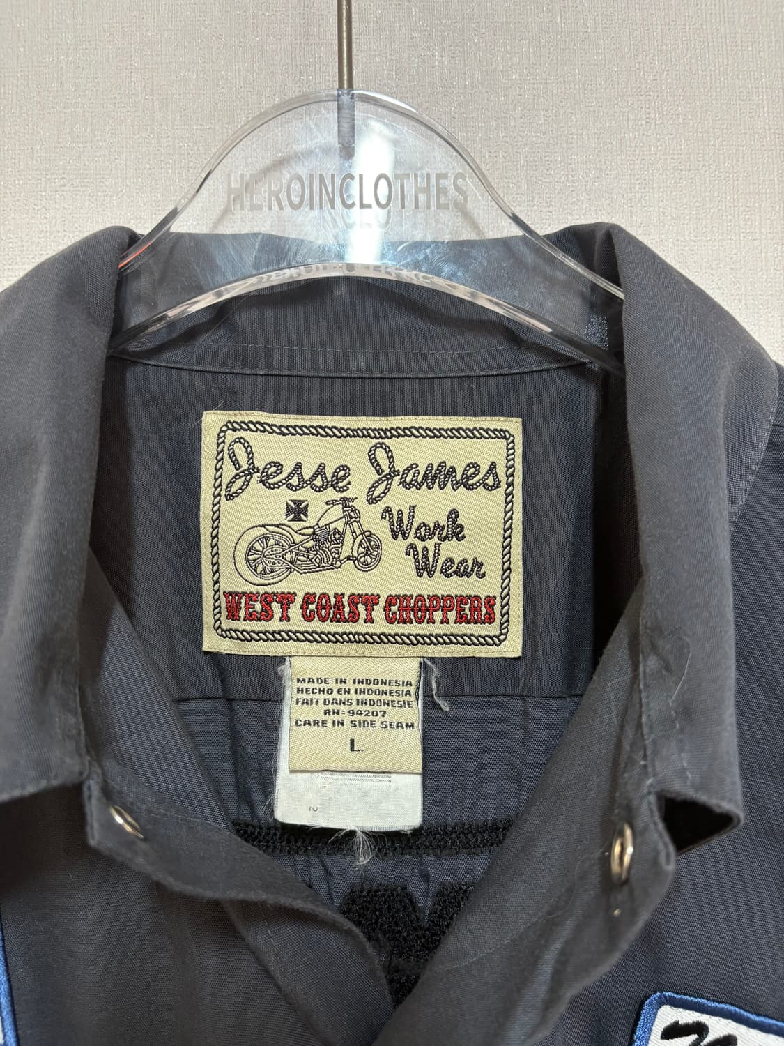 [L] 00's West Coast Choppers 워크 셔츠 그레이 상품이미지3