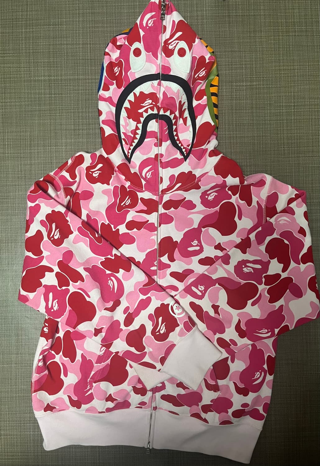 베이프 ABC 카모 샤크 풀 집 후드 핑크 상품이미지1