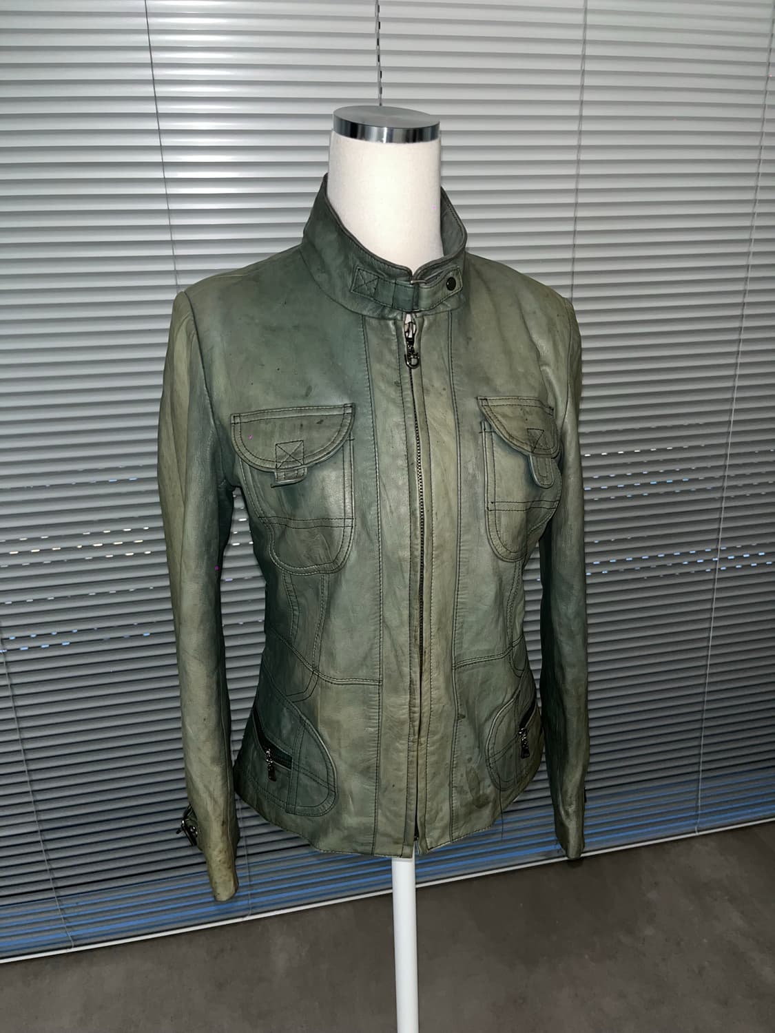 Japanese vintage green leather jacket 상품이미지1