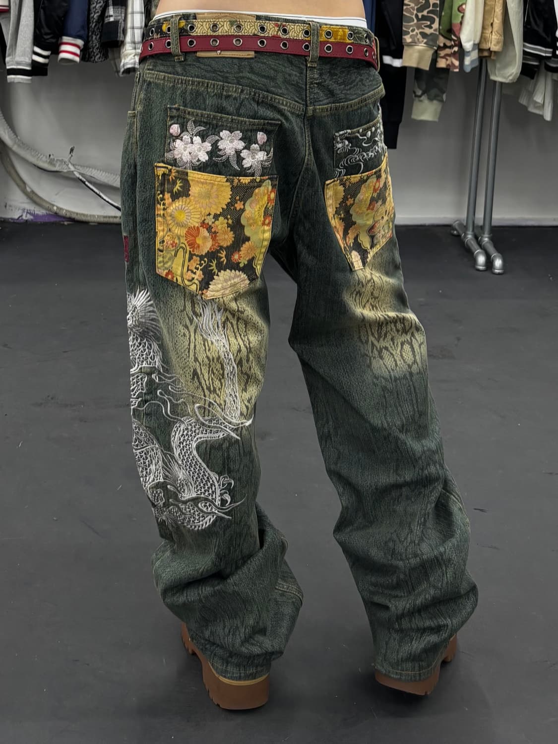 카라쿠리 타마시 뱀피 드래곤 데님팬츠 상품이미지4