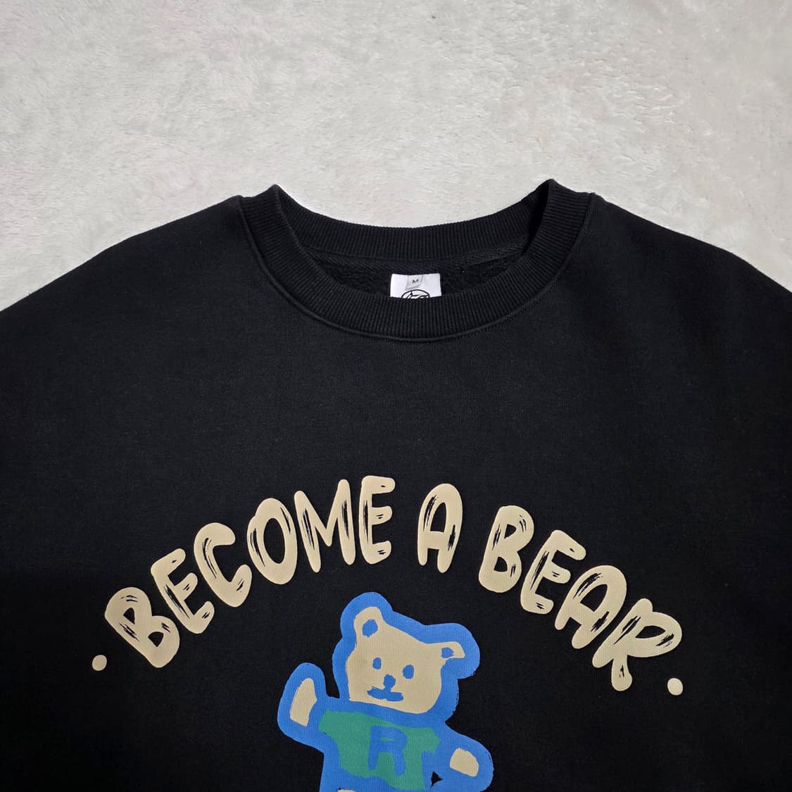 (M)라디네오 비컴 베어 맨투맨 기모 블랙 상품이미지2