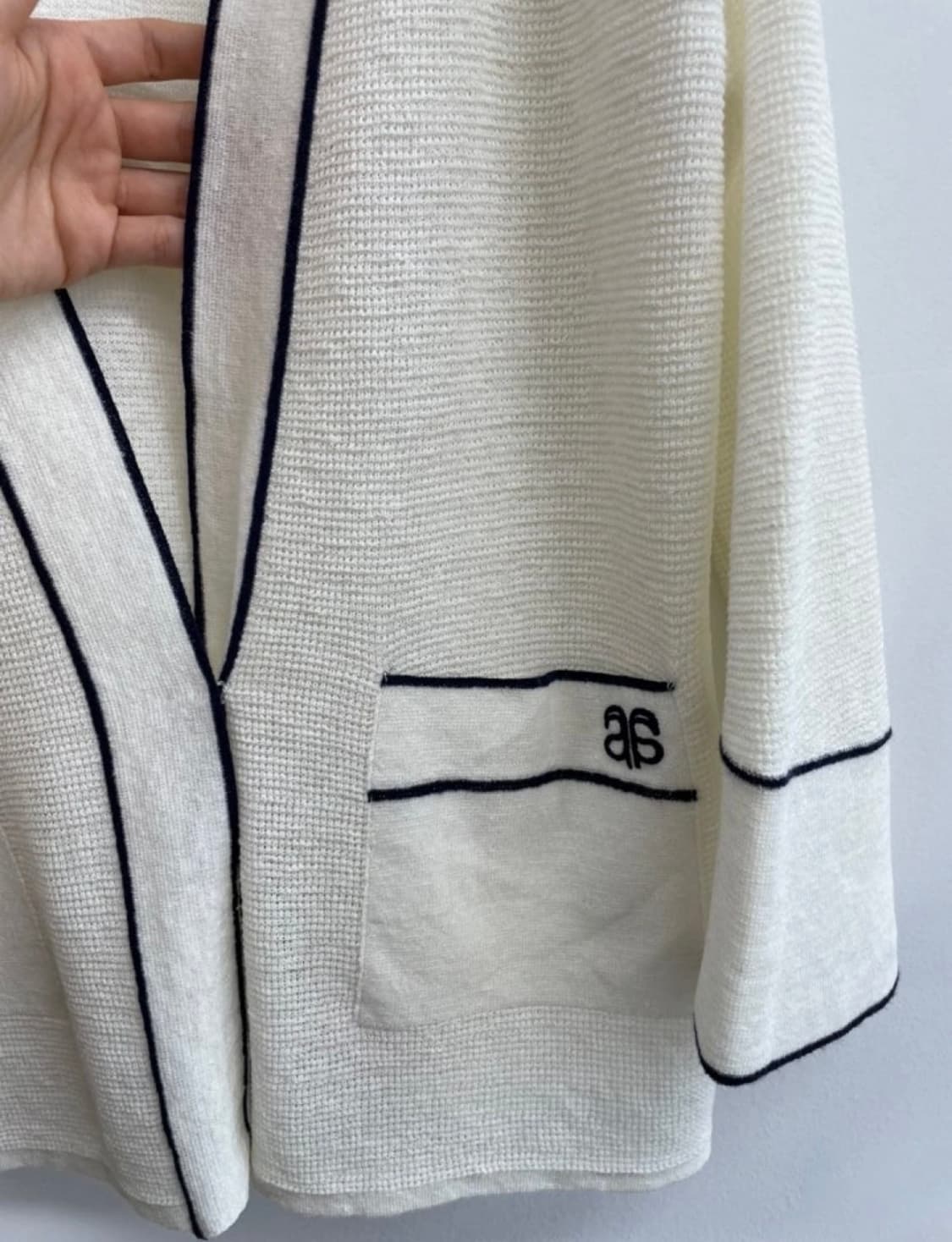 [SJSJ] 정품 배색 라인 린넨 혼방 가디건 (상태 최상) 상품이미지9