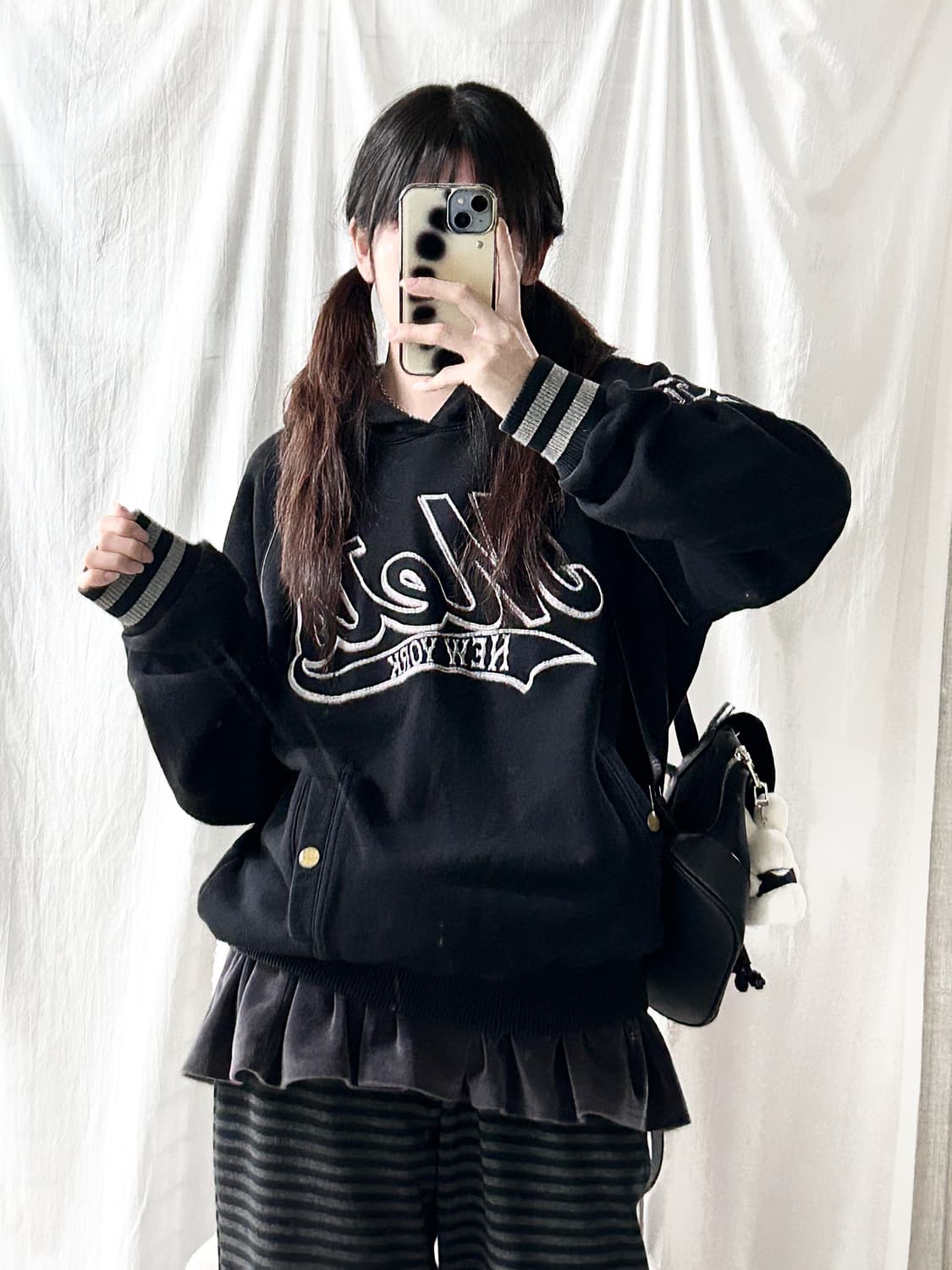 MLB 뉴욕메츠 실버로고 블랙 후드 상품이미지3