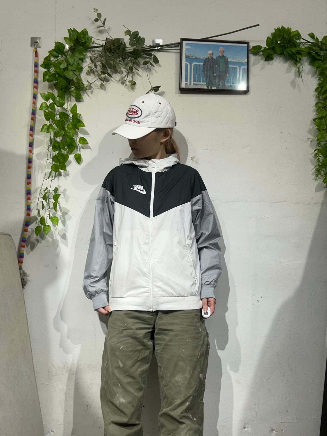 나이키 화이트 윈드러너 후드 로고 바람막이 자켓 L 상품이미지2
