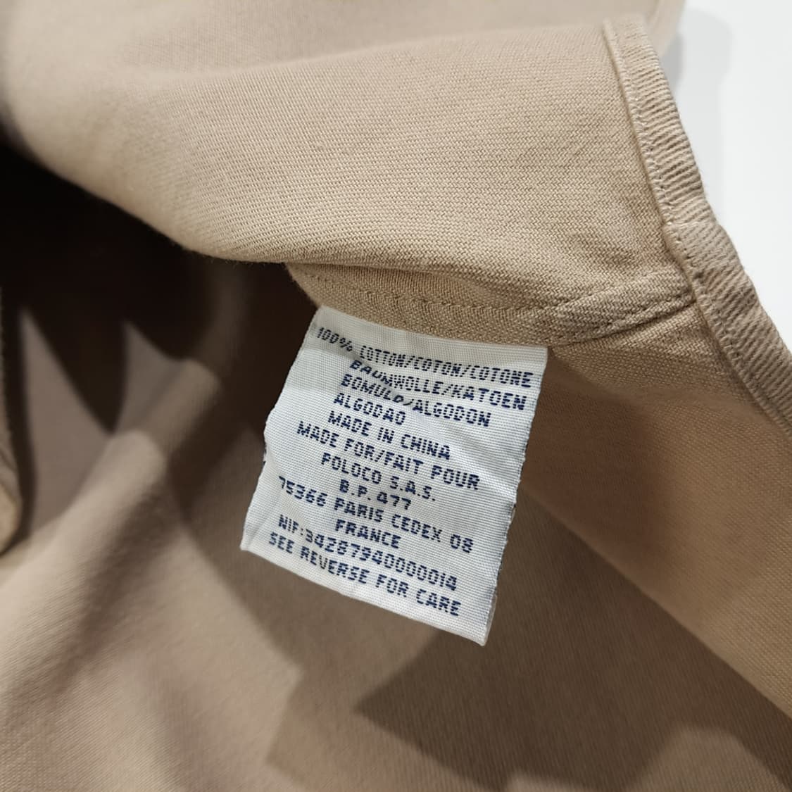 CL405 XL 폴로 90s 코튼 버튼다운 베이지 셔츠 남방 상품이미지5