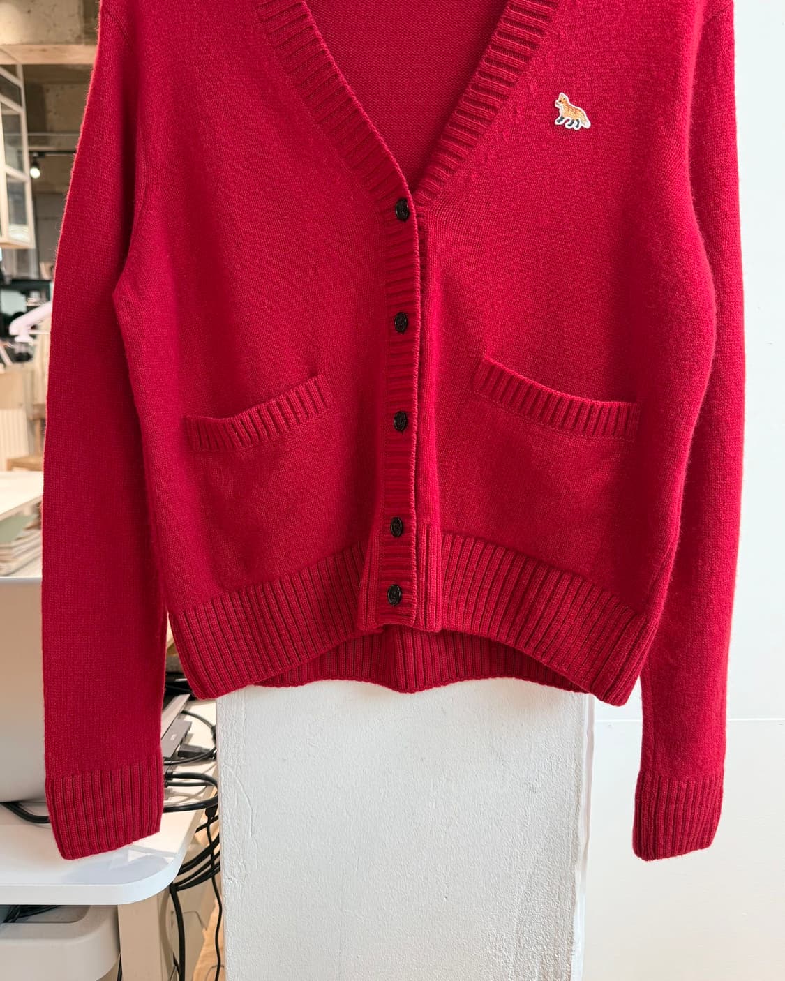 메종 키츠네 레드 베이비 폭스 패치 가디건  상품이미지6