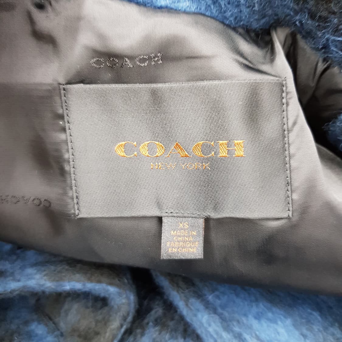 코치 COACH블루 체크 더블브레스트 울혼방 피코트 XS사이즈 상품이미지7
