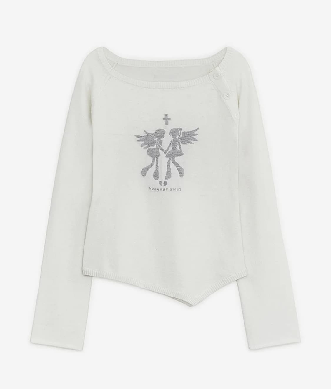 허그유어스킨 폴런 엔젤 버튼 니트 탑 (화이트) 상품이미지1