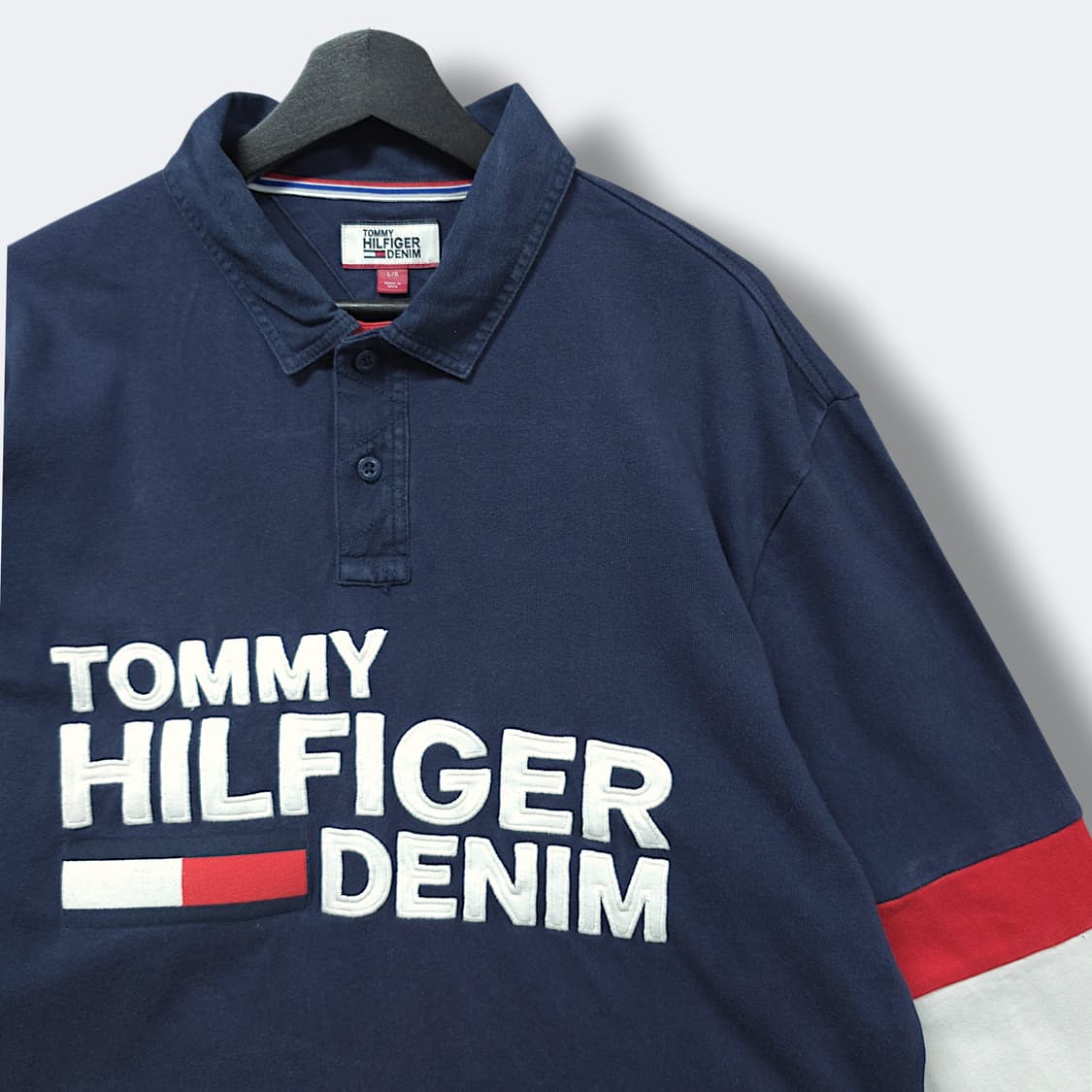 [L] 타미힐피거 컬러블럭 긴팔 럭비  PK 긴팔 카라티셔츠 상품이미지3