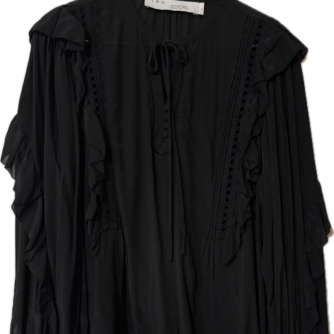 Crochet Lace Ruffle Blouse (Black) 상품이미지1