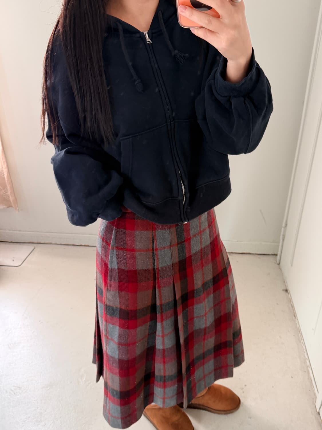 일본빈티지 울 체크 플리츠 스커트 상품이미지5