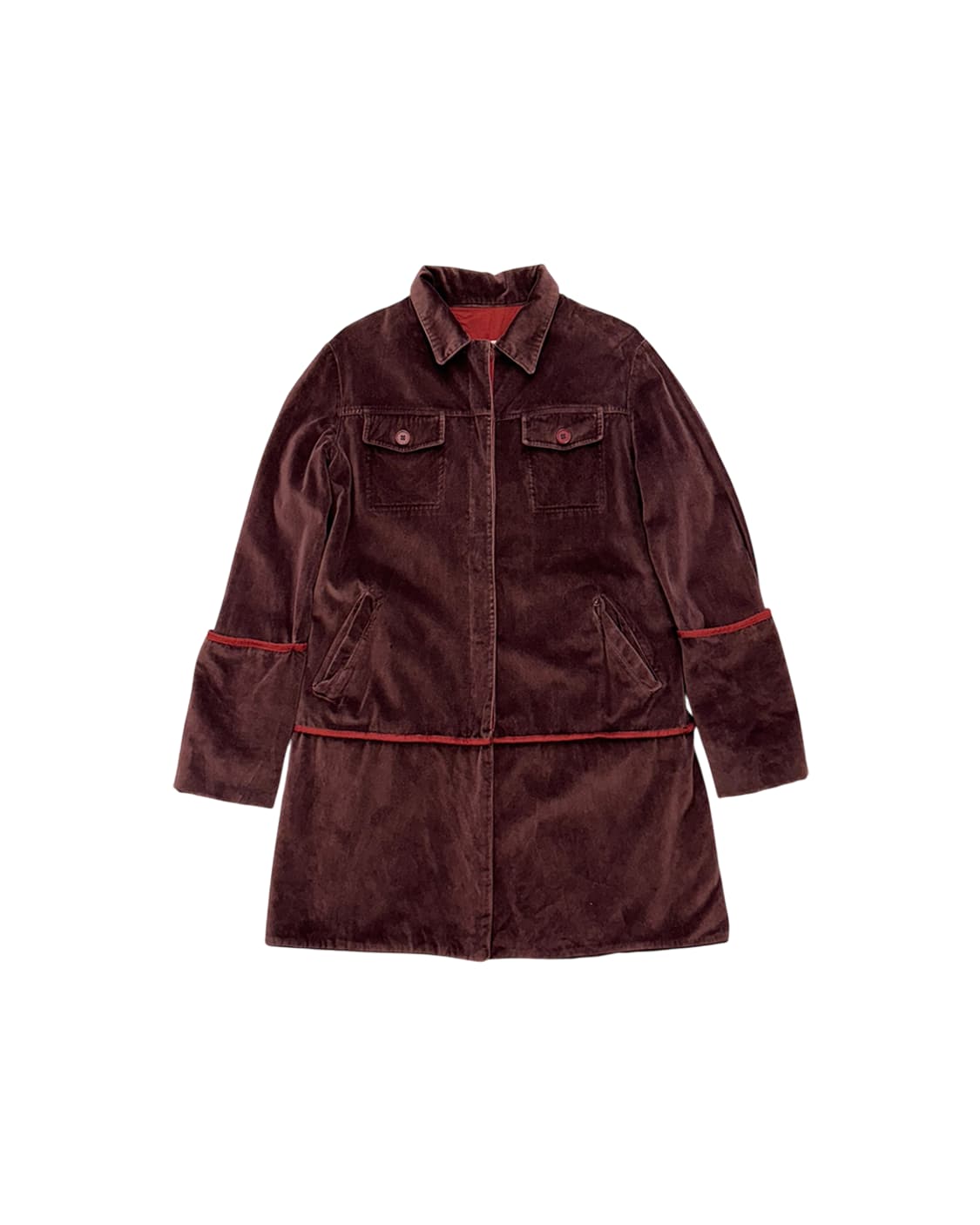 헬무트 랭 97AW 파이핑 디테일 버건디 벨벳 자켓 상품이미지4