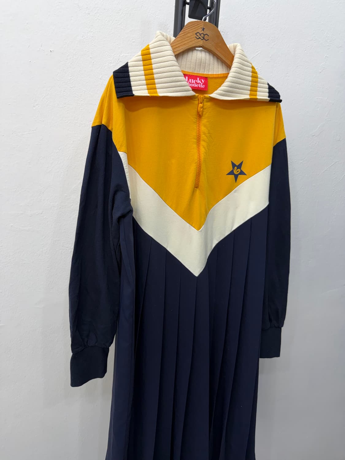 정품) 럭키슈에뜨 카라넥 주름 원피스 36 상품이미지2