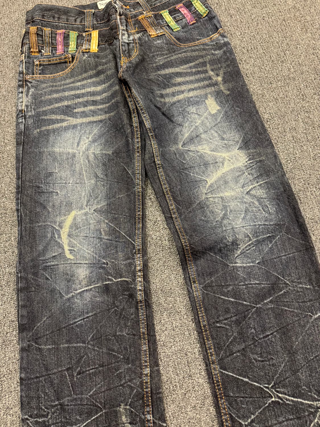 82)NYLAUS clothing 빈티지 레이어드 워싱 데님팬츠 상품이미지3