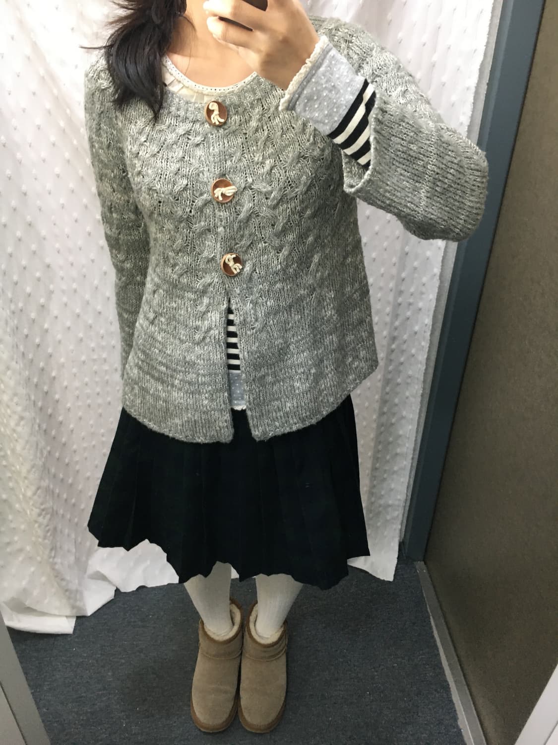 그레이 단추 포인트 가디건 상품이미지4