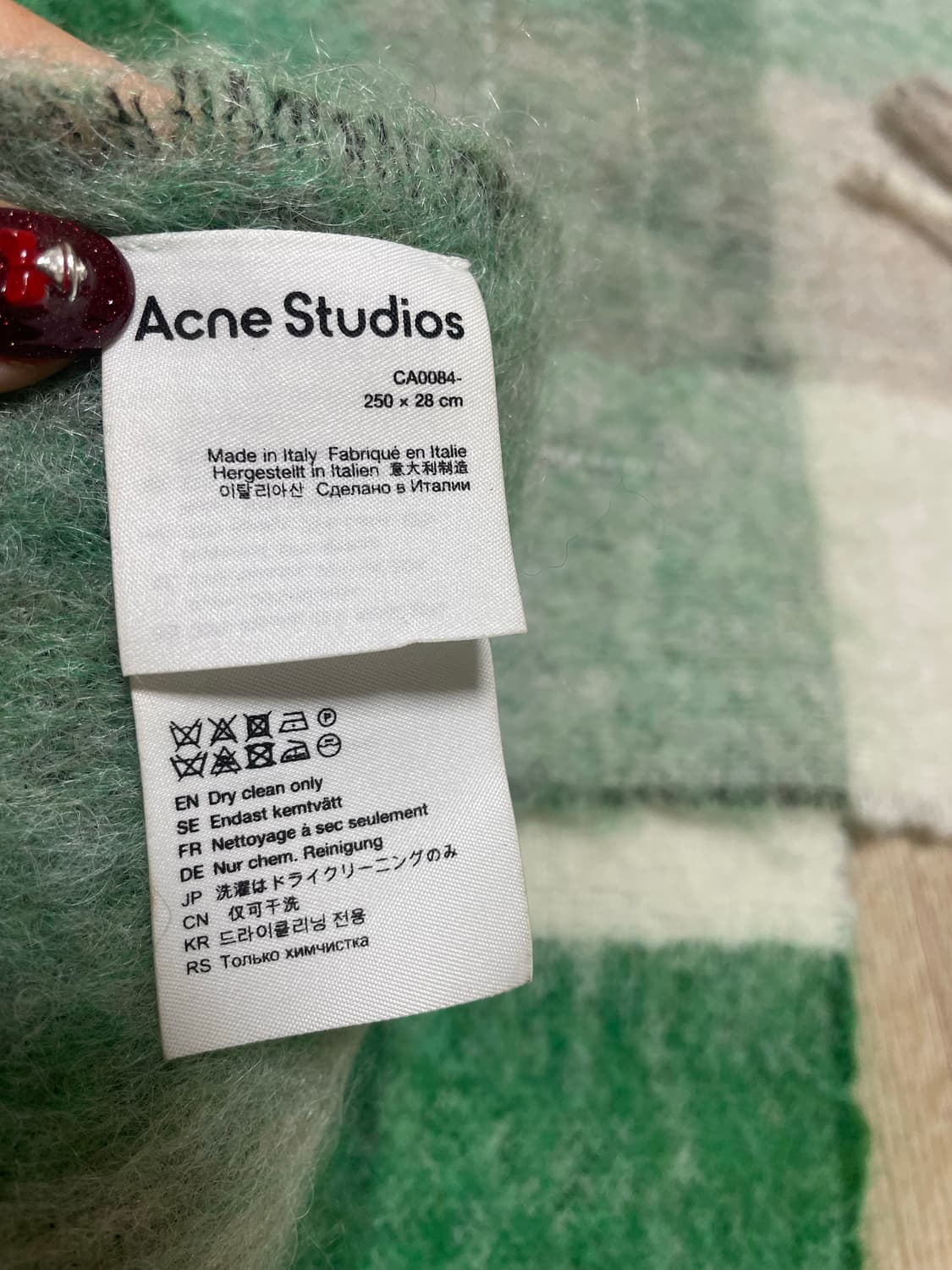 아크네 스튜디오 모헤어 체크 머플러 그린:) 알파카+모헤어+울머플러목도리 상품이미지3