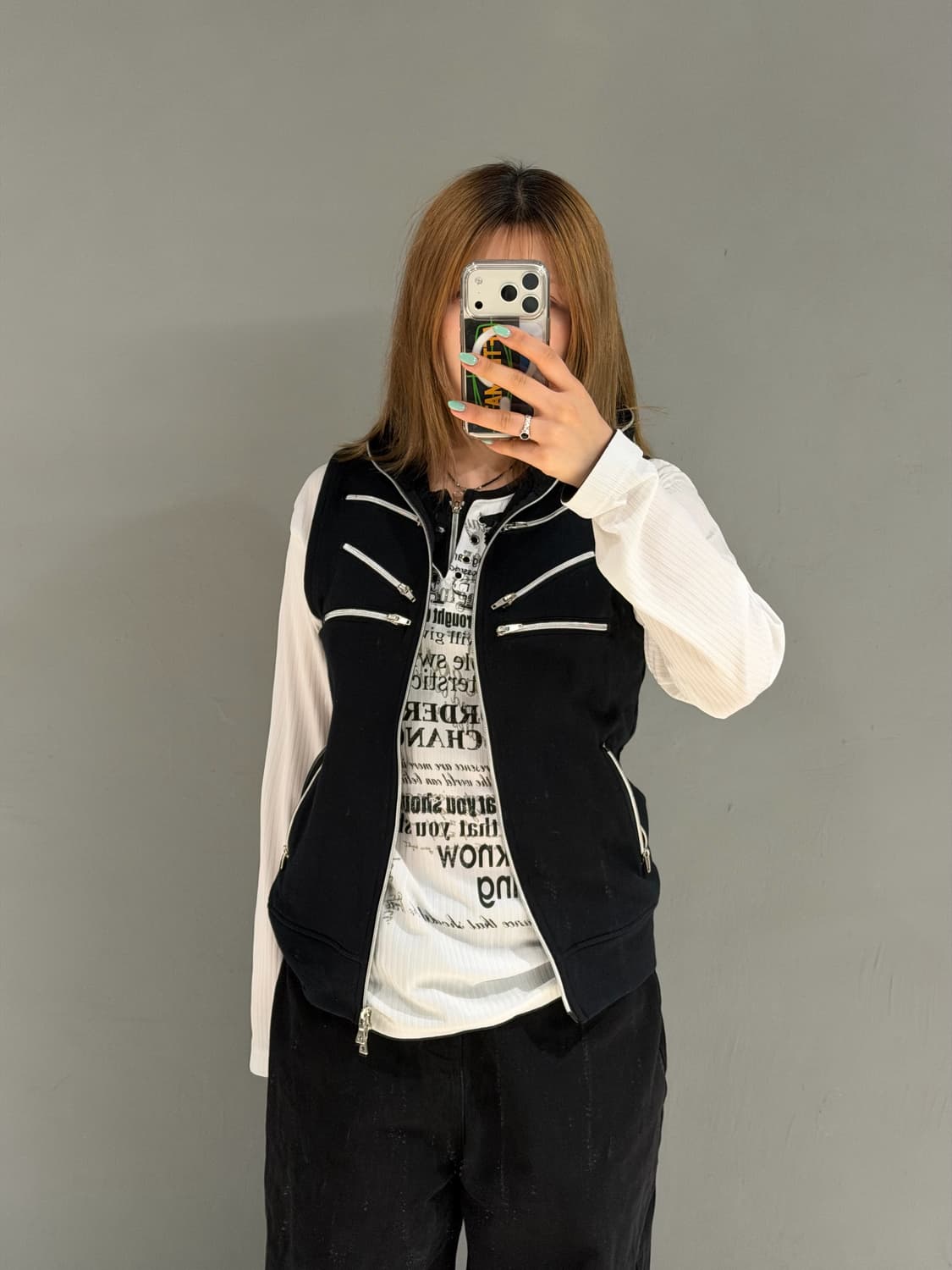 semantic design multi zipper vest zip-up 상품이미지3