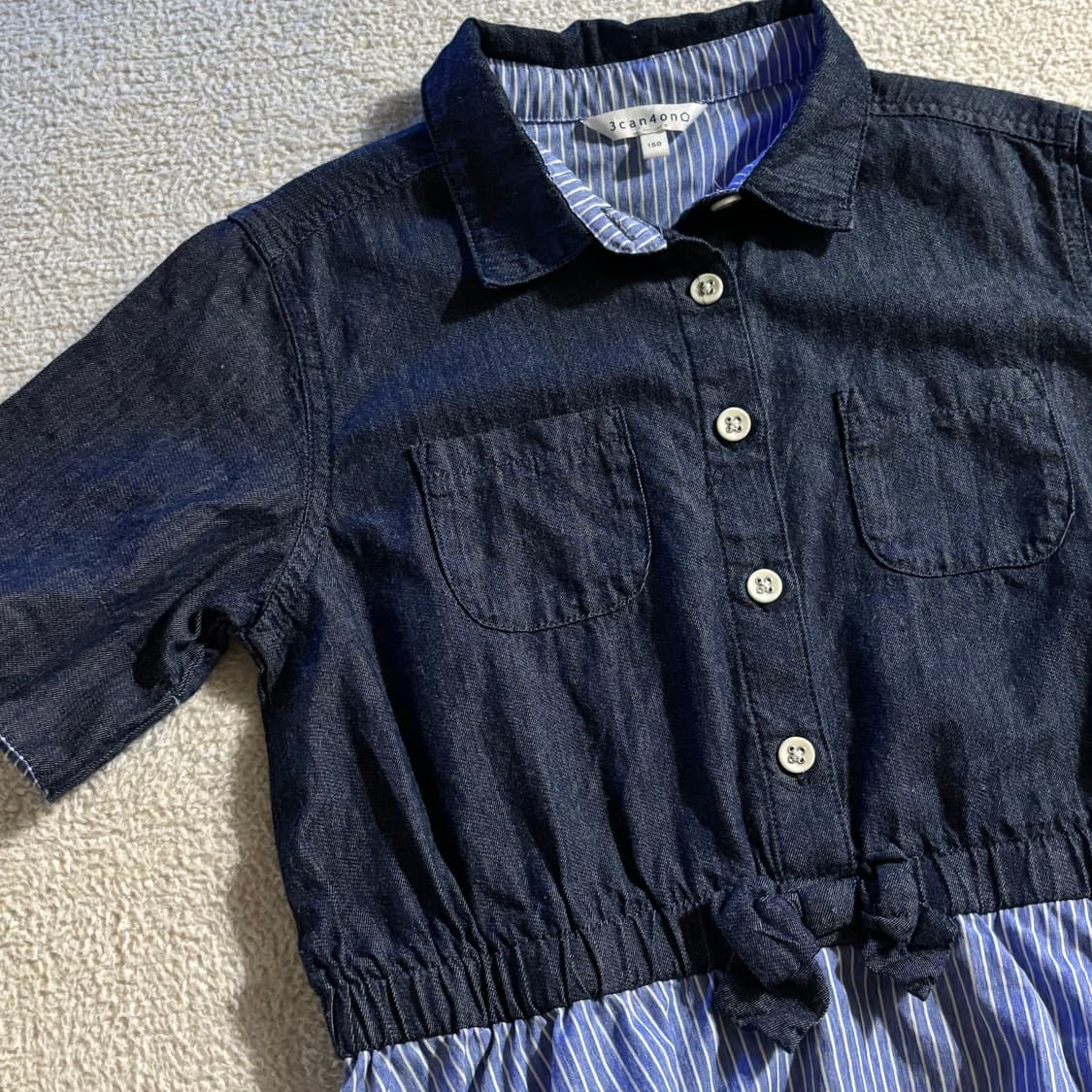 일본빈티지 청 스트라이프 원피스 상품이미지2