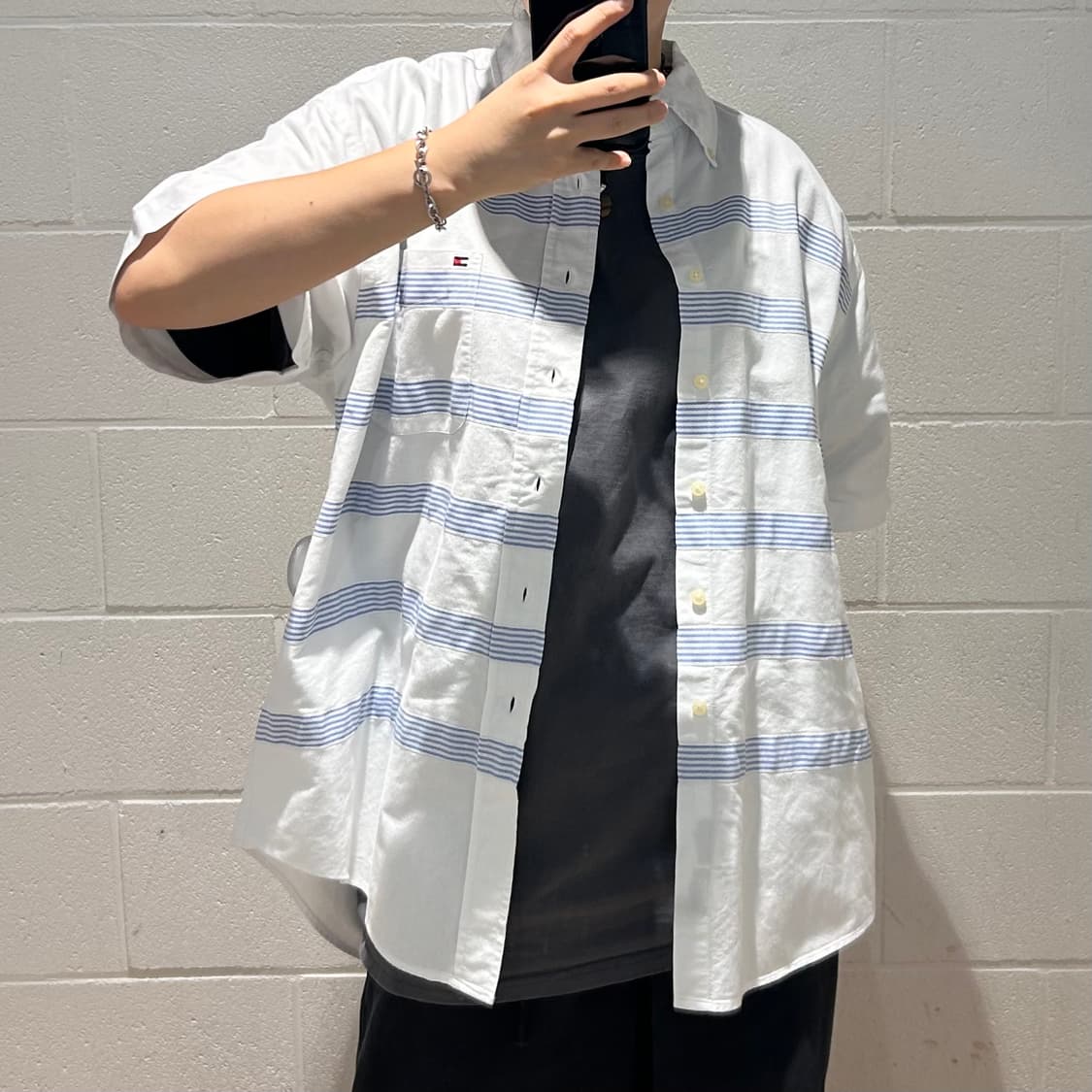 Tommy Hilfiger Logo Stripe Shirts 상품이미지4